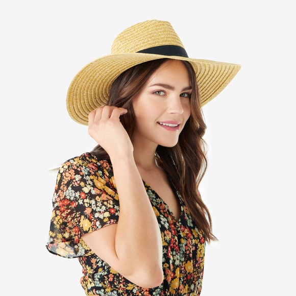 KENSIE Straw Hat with Black Ribbon - Picture 5 of 6